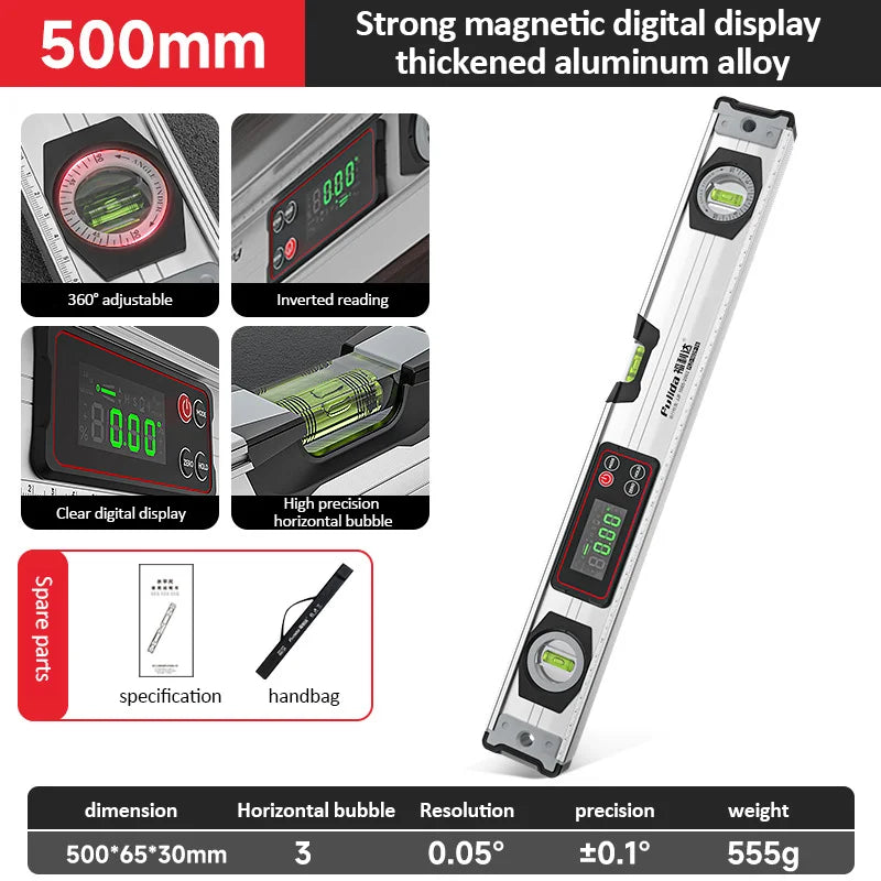 Digital Protractor Angle Finder Inclinometer Magnets Level Angle Slope 0-90 °Electronic Level Ruler 20-50MM with LED Display - Image 10