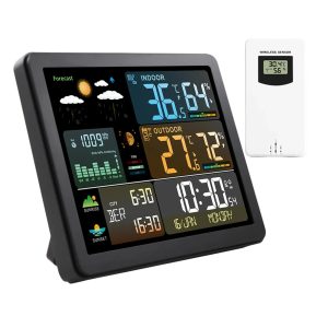 FJ3566M Smart Weather Station Indoor and Outdoor Temperature & Humidity Meter Weather Clock Temperature &Humidity Gauge 1 Sensor