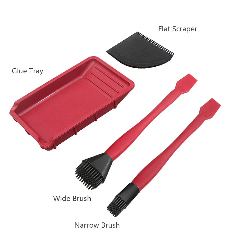 Wnew 4Pcs Silicone Glue Kit Wide Narrow Brush with Flat Scraper and Glue Tray Woodworking Gluing Kit Set - Image 11