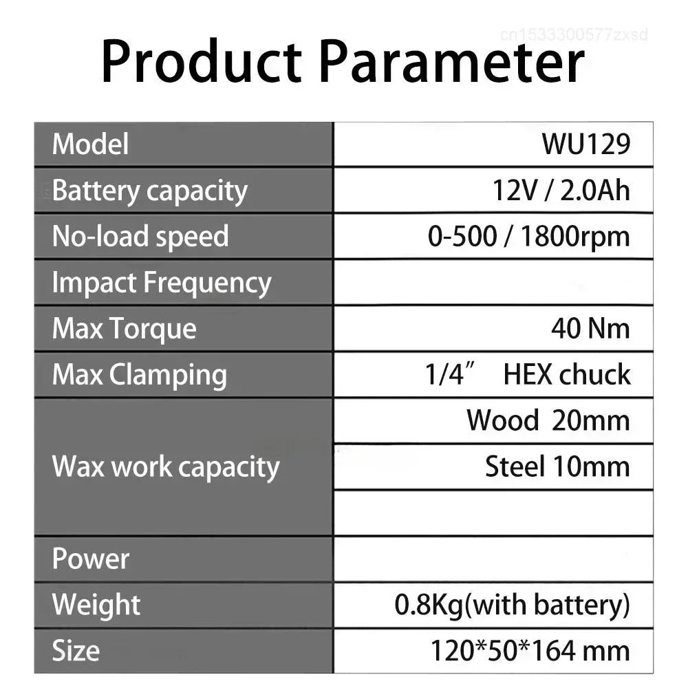 Worx WU129 Cordless Screwdriver Dual Speed 40Nm 12V 1800rpm Brushless Motor Adjustable Torque Wireless Drill Univeral Battery - Image 6