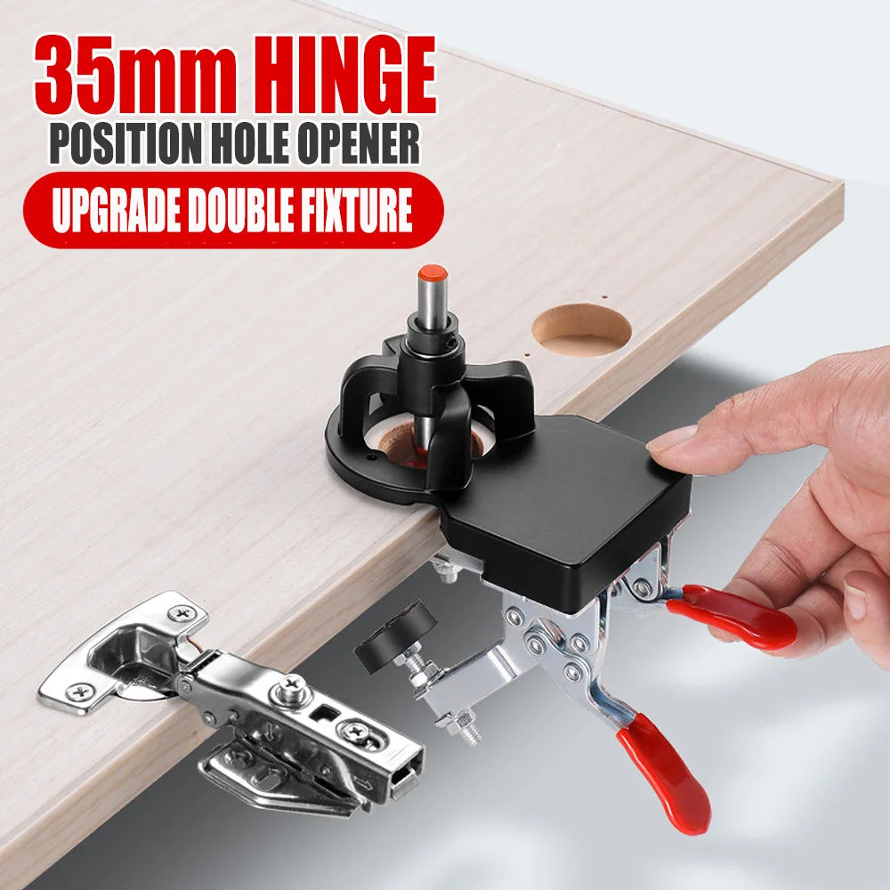 35mm Hinge Boring Concealed Door Hinge Jig Aluminum Alloy Cabinet Hinge Jig Accurate Locking Dual Clamp Fixation Hinge Drill - Image 3