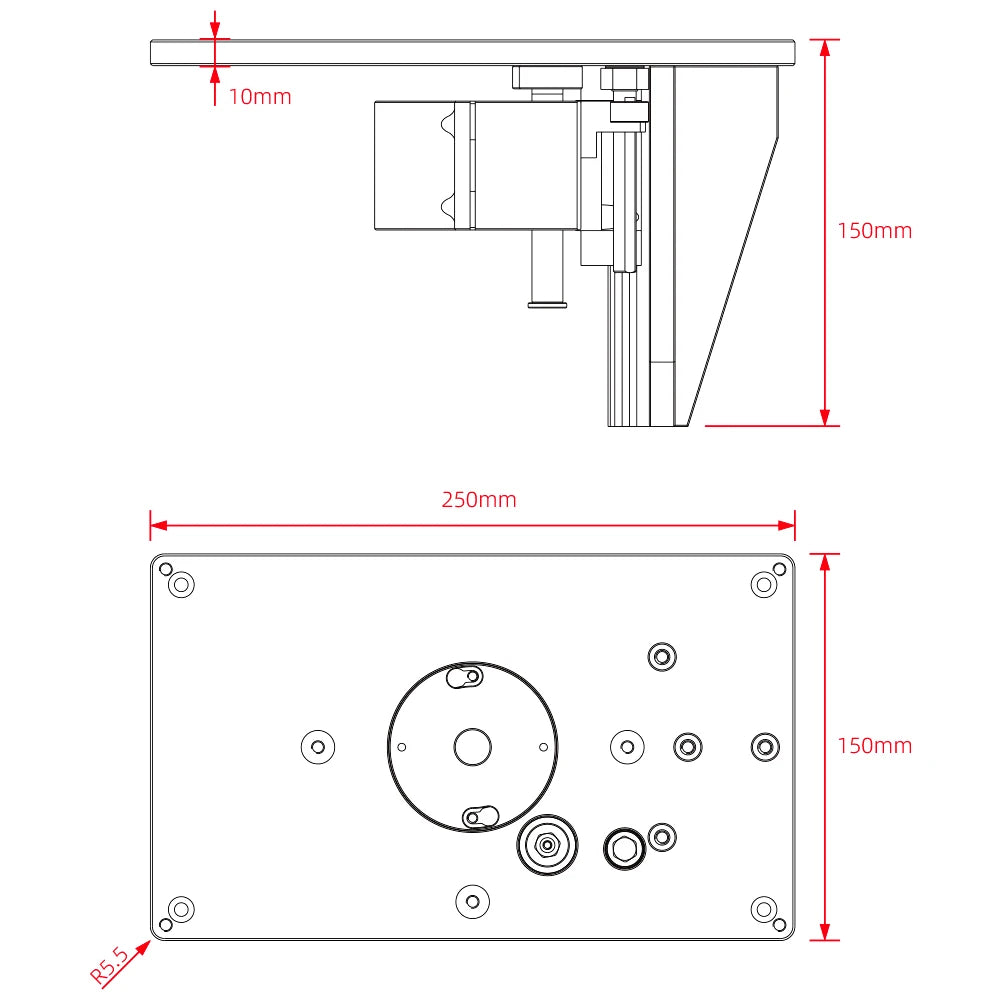 Ganwei Trimmer Inverted Lift Table System for 65mm Electric Trimming Machine Durable Router Table Plate Insert Woodwroking Tool - Image 5