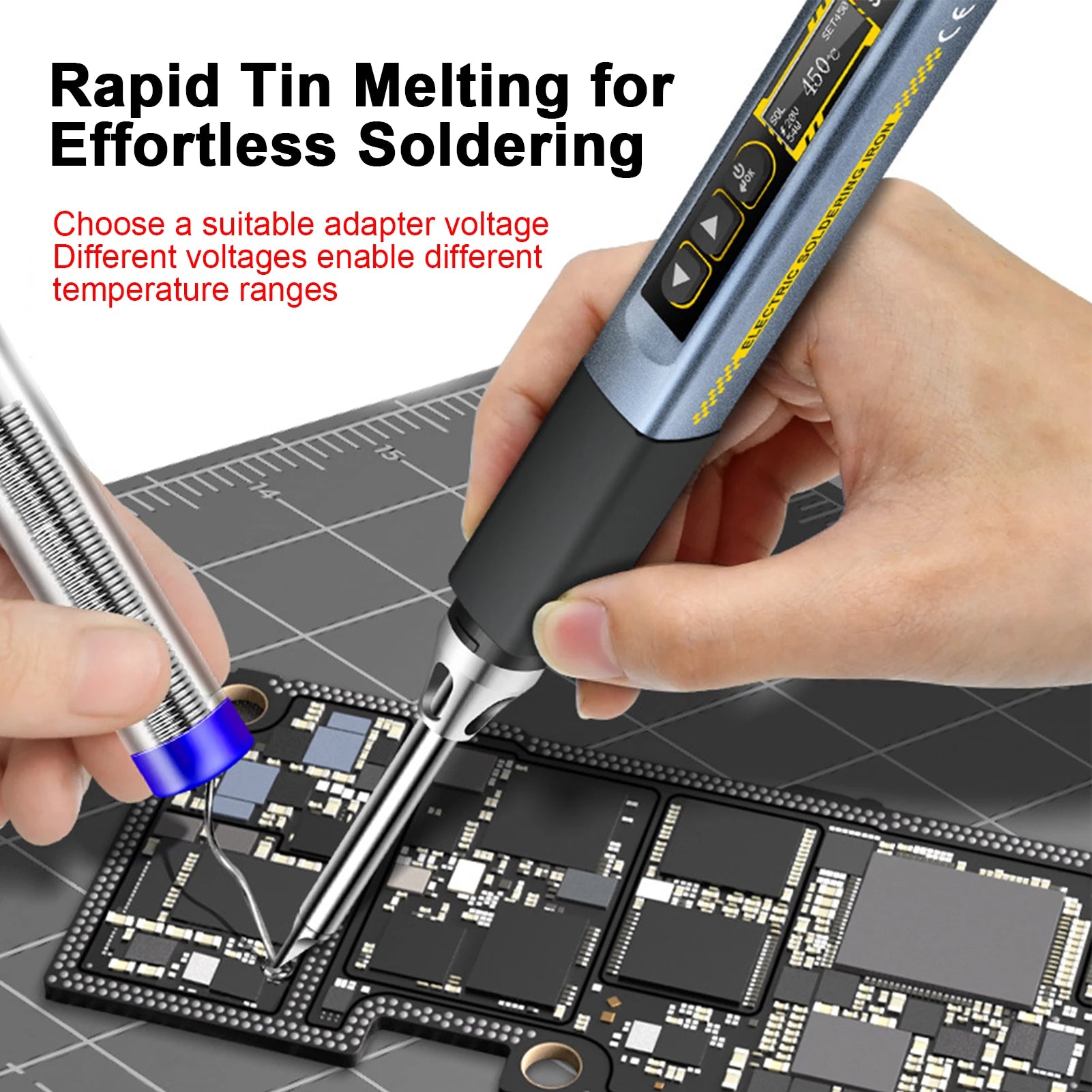 Electric Soldering Iron 96W Fast Heating Adjustable Temperature Soldering Iron with OLED Display for Electronics Repair - Image 5