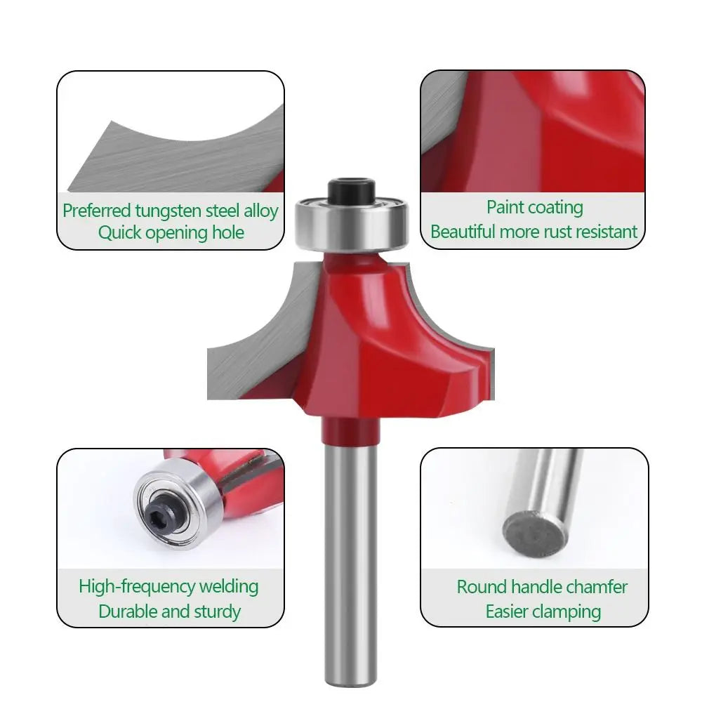 6.35mm Shank Corner Rounding End Mill Wood Carving Slotting Cutter with Bearing High Efficiency Woodworking Milling Cutter - Image 5
