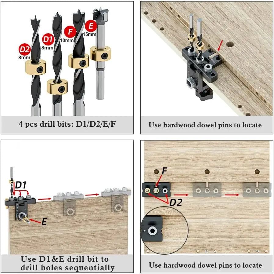 3-In-1 Precision Jig Dowel Cam Jig Versatile Woodworking Kit for DIY Hole Drilling Guide Woodworking Position Locator Puncher - Image 6
